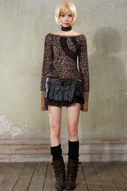 Slim Fit Spliced Leopard Top