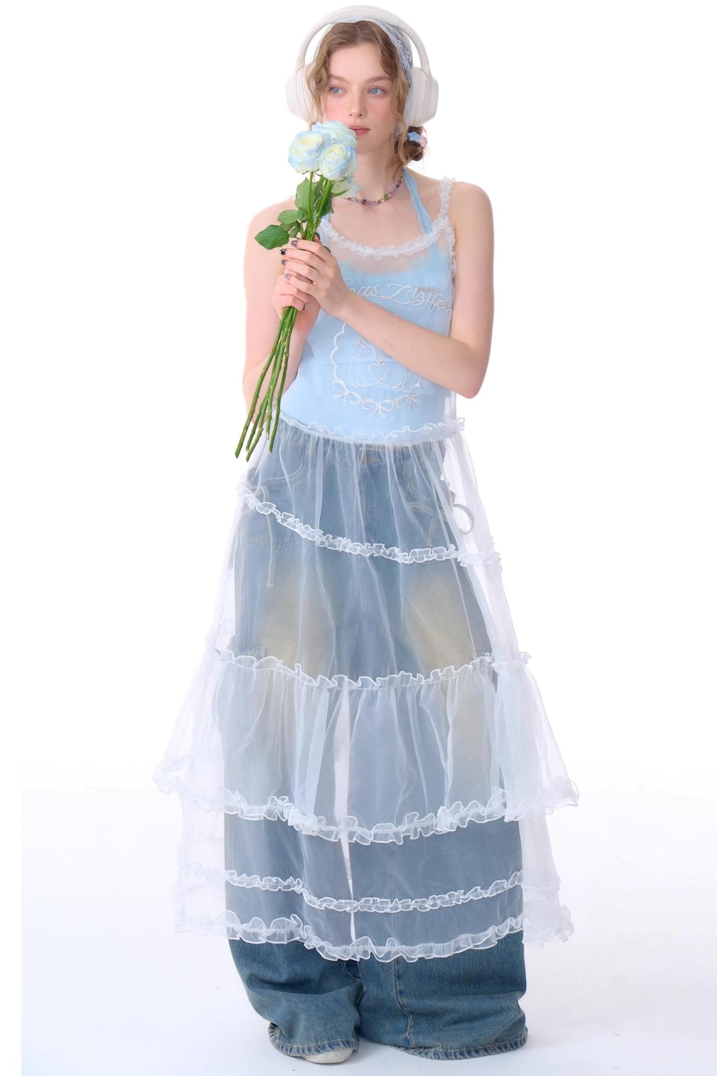 High-Waist Cargo Wide Pants