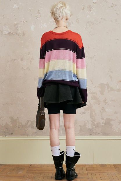 Striped Color Block Knit Top