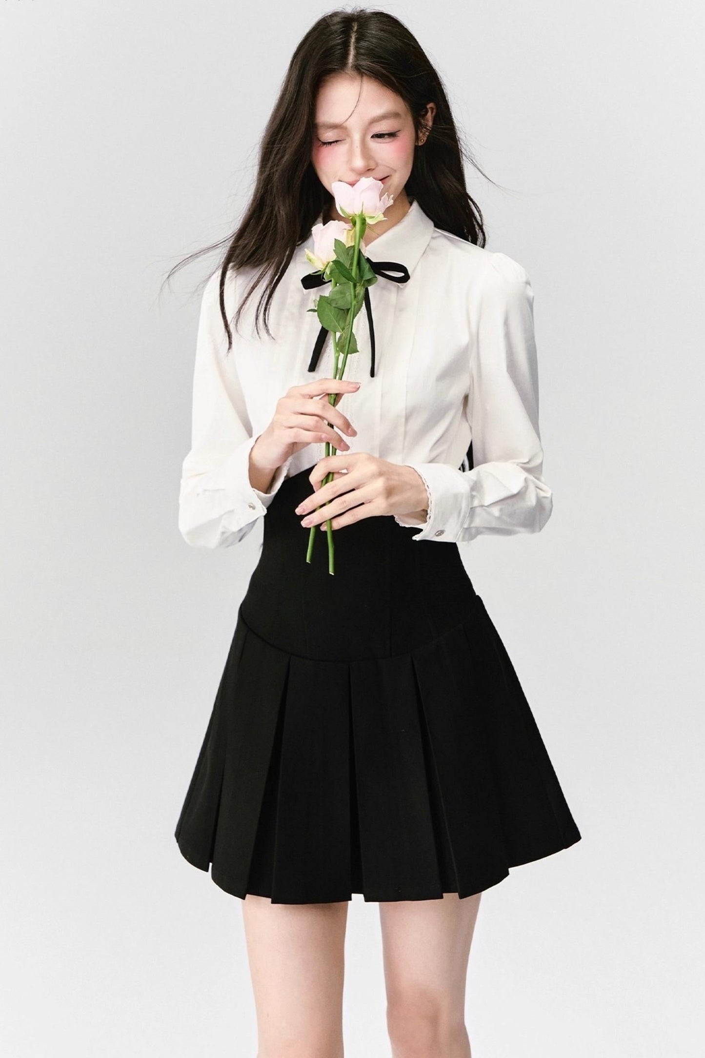 Fragile Cherry Blossom Pleated Shirt Set-Up