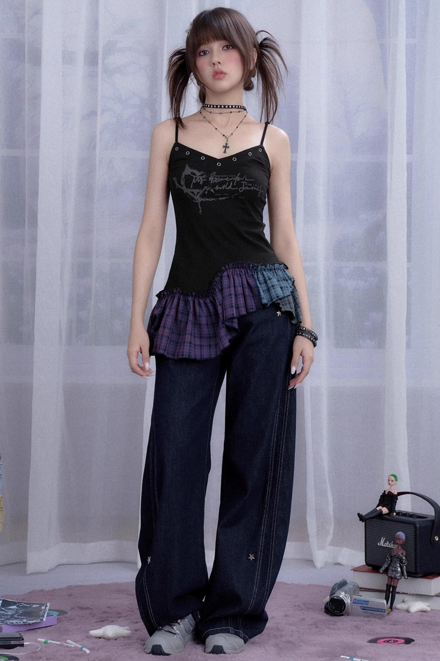 Fighting Spirit Plaid Slip Top