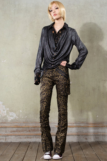 Low-Rise Leopard Print Trousers