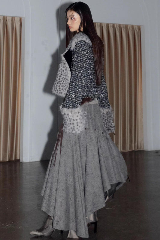 City Hunter Leopard Print Faux Fur Short Coat