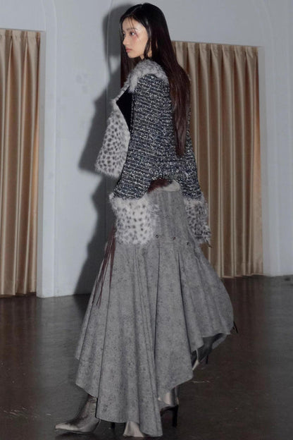 City Hunter Leopard Print Faux Fur Short Coat