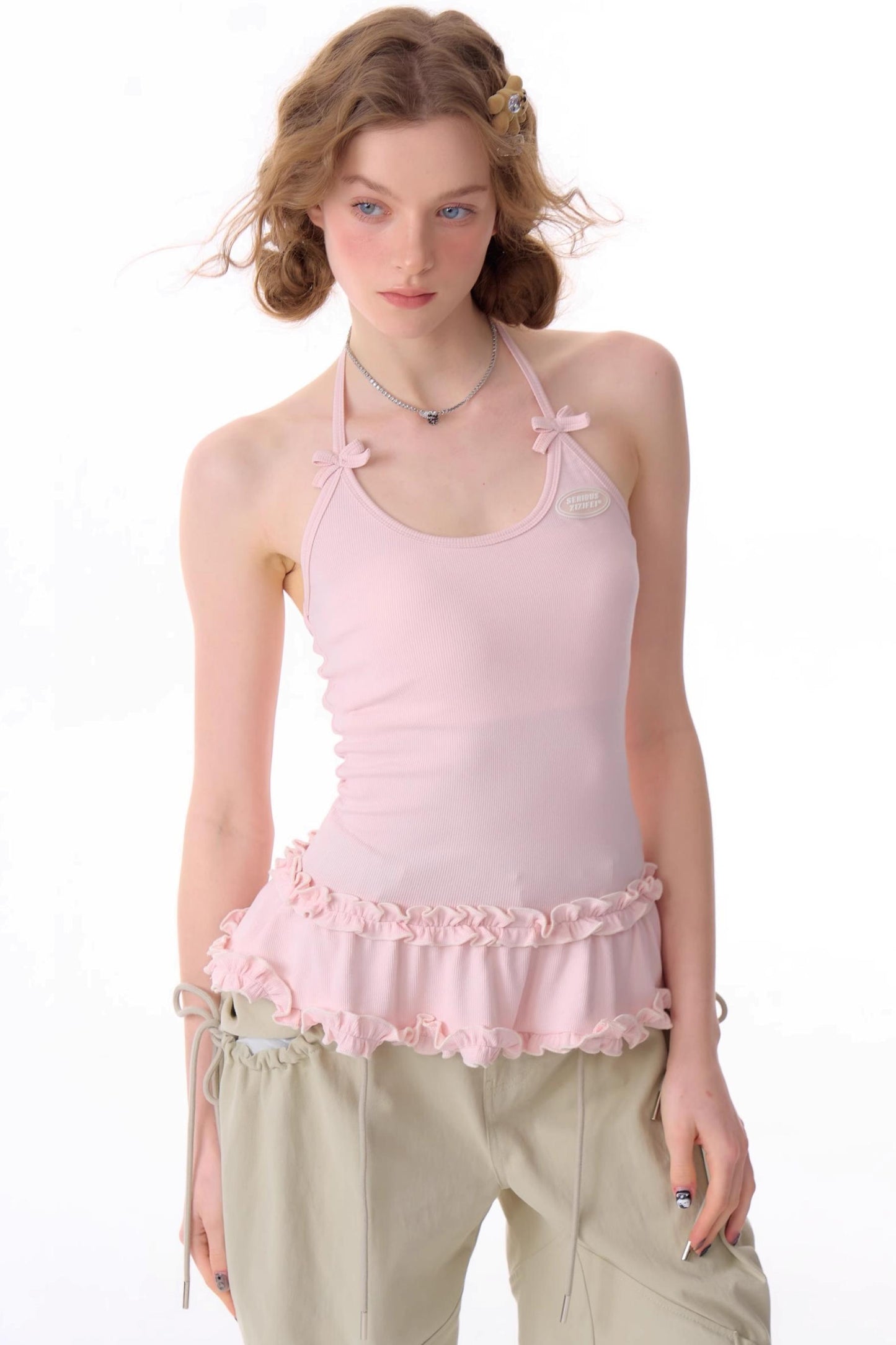 Cropped Knit Halterneck Vest