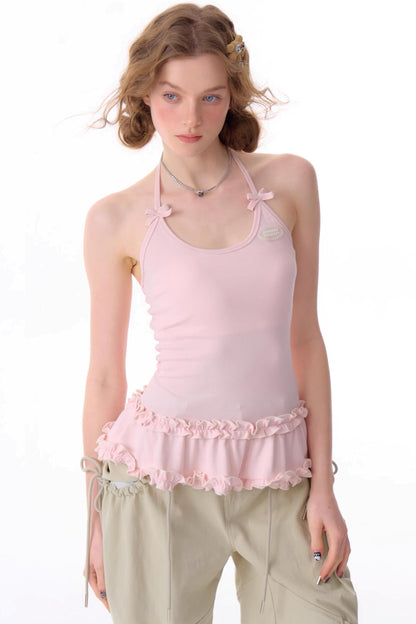 Cropped Knit Halterneck Vest