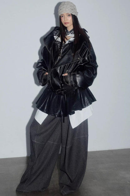 Dark Rock Distressed Leather Jacket