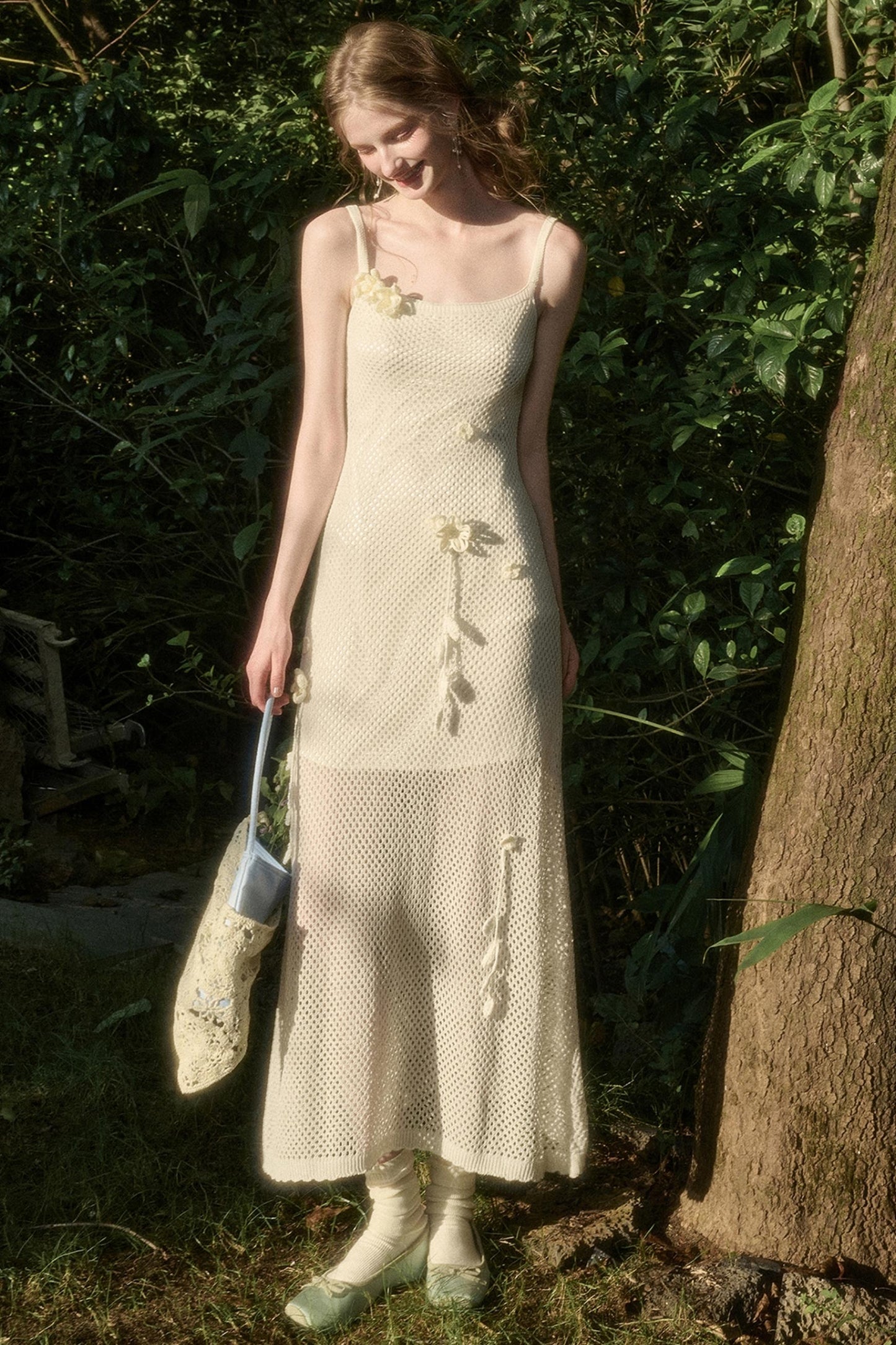 White Floral Knit Dress