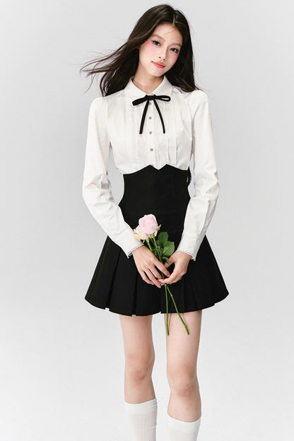 Fragile Cherry Blossom Pleated Shirt Set-Up