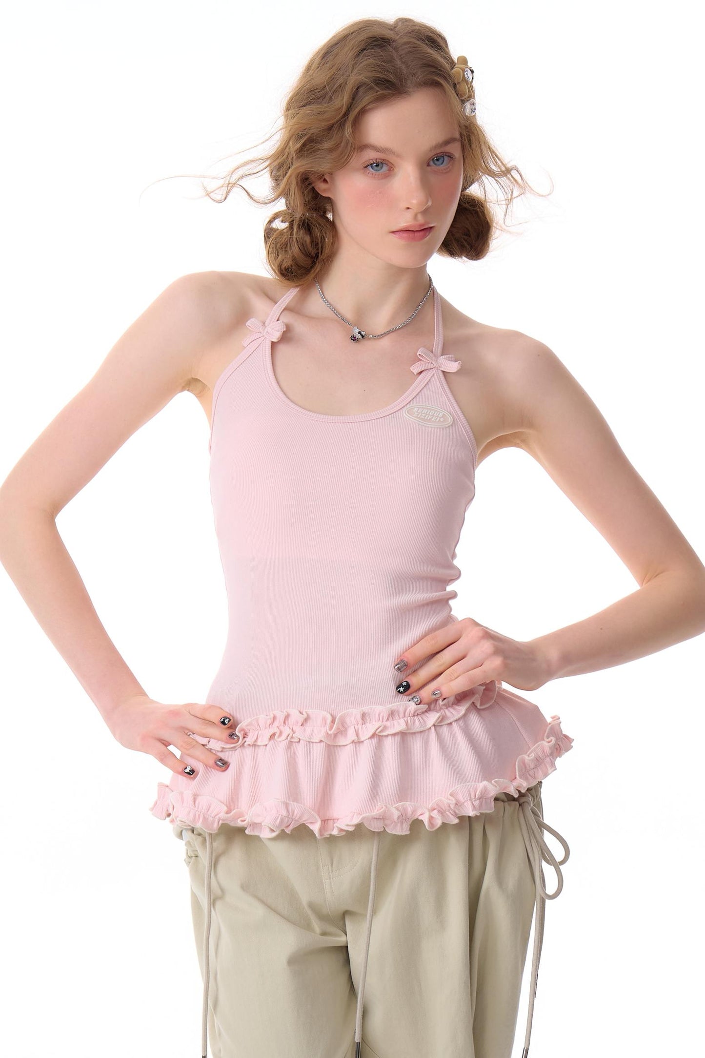 Cropped Knit Halterneck Vest