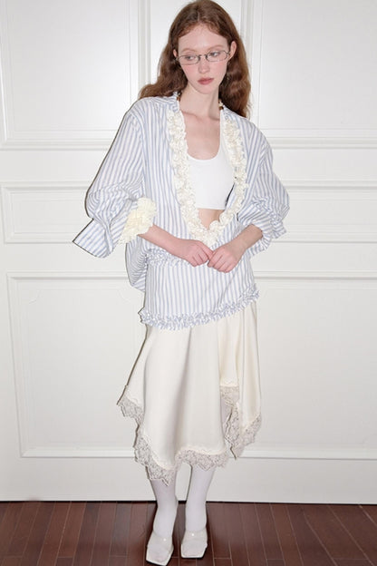 Striped Lace Half-Skirt