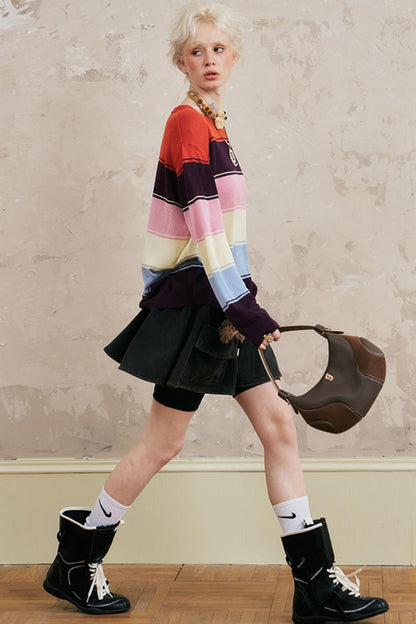 Striped Color Block Knit Top