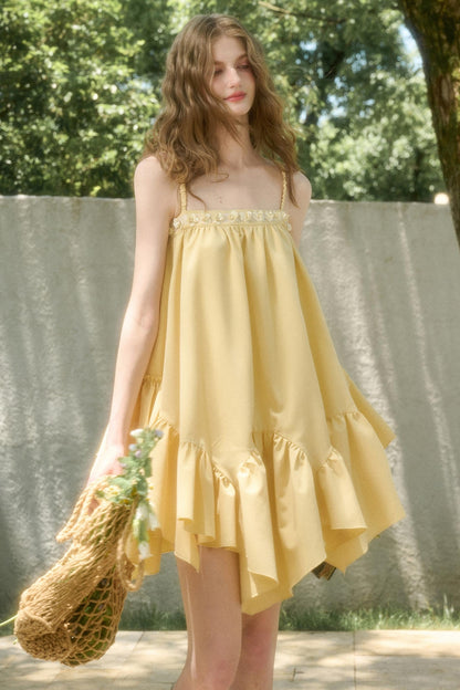 Lemon Breeze Halter Dress