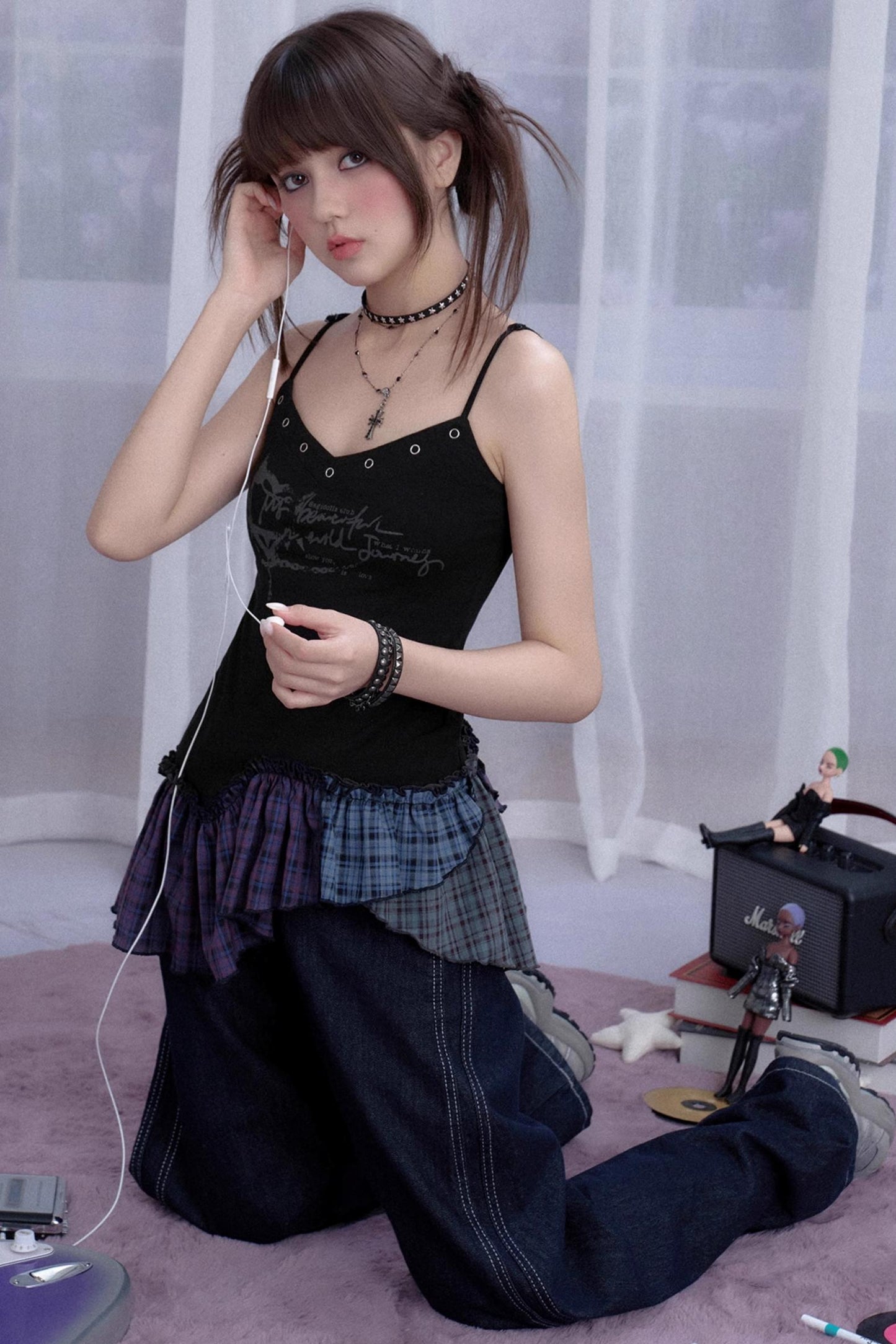 Fighting Spirit Plaid Slip Top