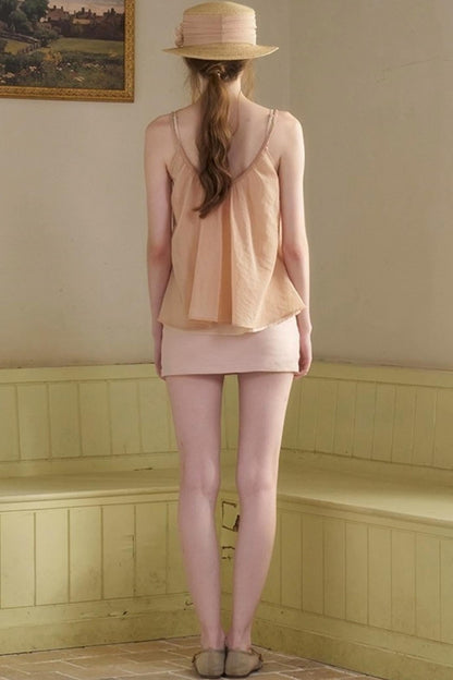 White Lace-up Camisole Set