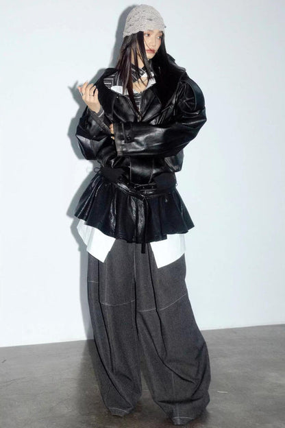 Dark Rock Distressed Leather Jacket