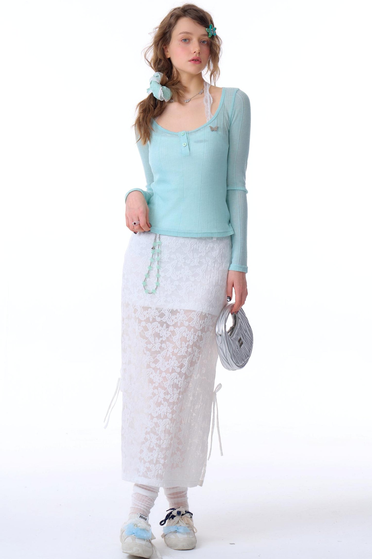 Semi-Sheer Slim Long Sleeve T-Shirt