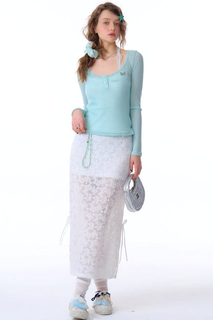 Semi-Sheer Slim Long Sleeve T-Shirt