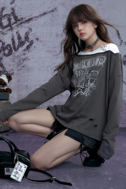 Vintage Punk Layered Sweatshirt