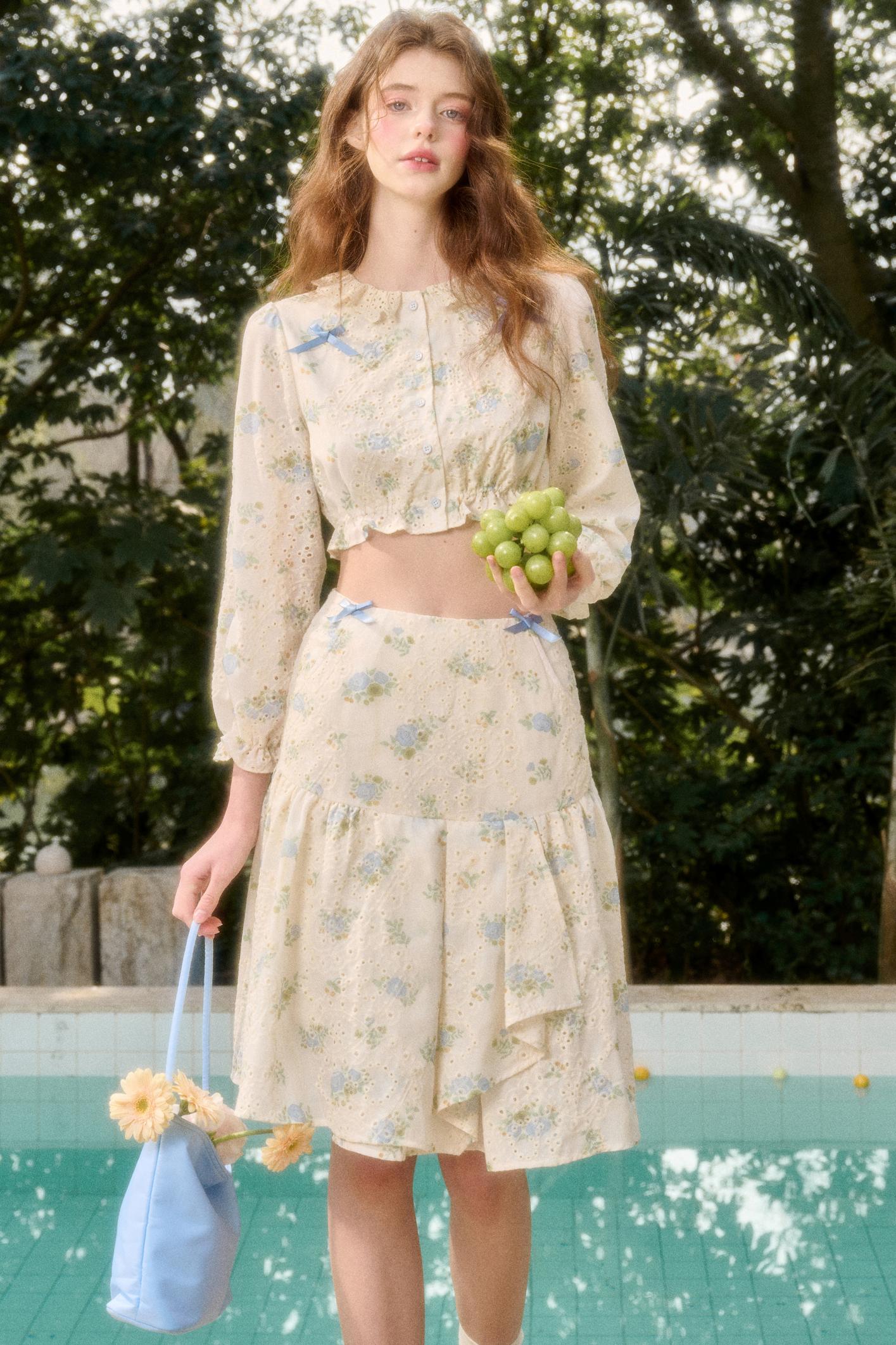 Sea Of Glass Cotton Skirt Set-Up