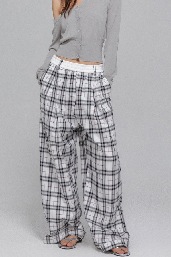 Plaid Wide-Leg Pants