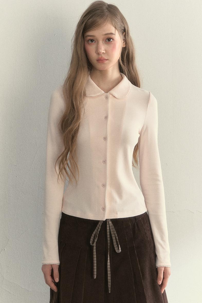 Pink and Gray Doll Collar Top