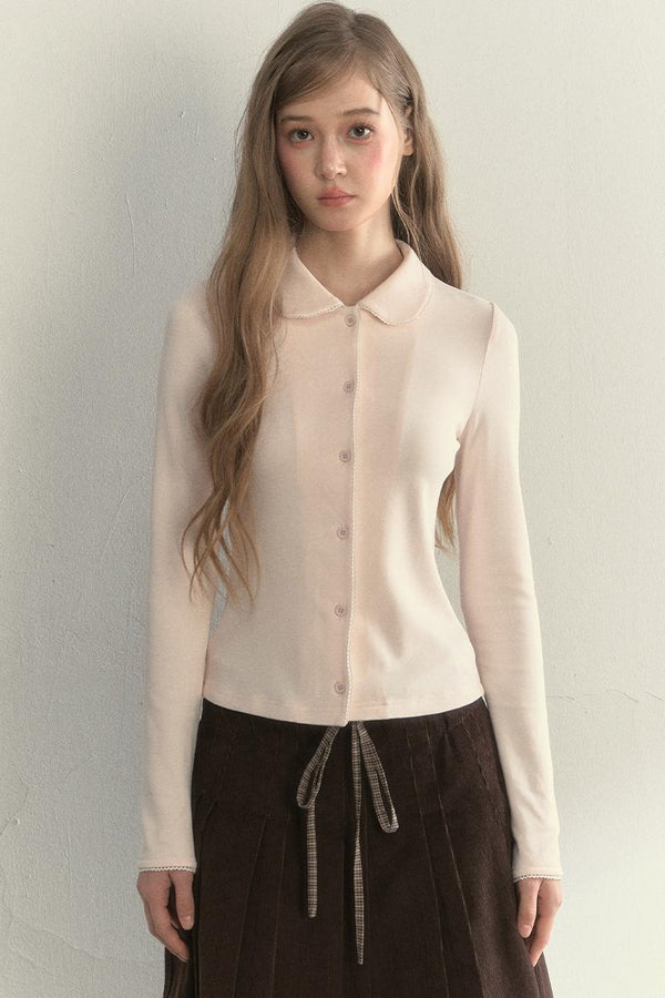 Pink and Gray Doll Collar Top