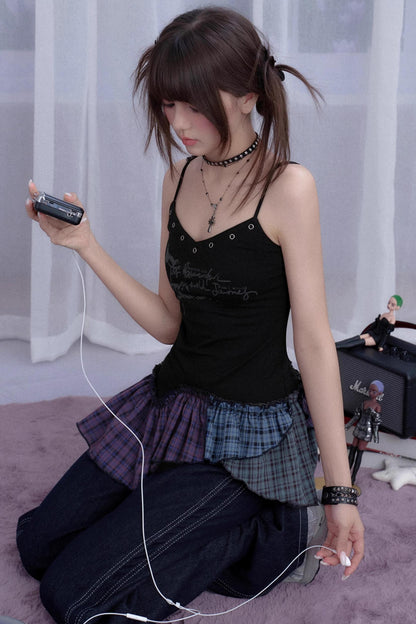 Fighting Spirit Plaid Slip Top