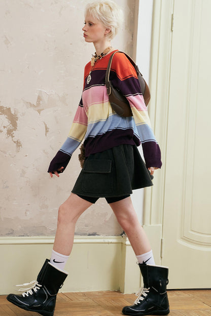 Striped Color Block Knit Top