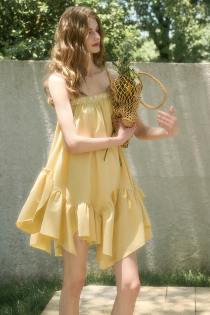 Lemon Breeze Halter Dress