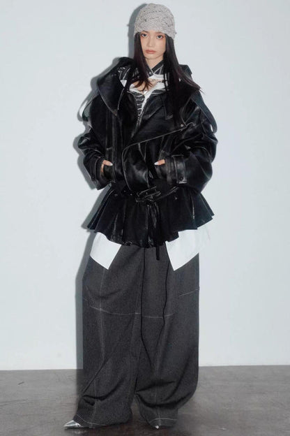 Dark Rock Distressed Leather Jacket