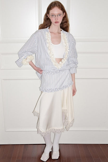 Striped Lace Half-Skirt