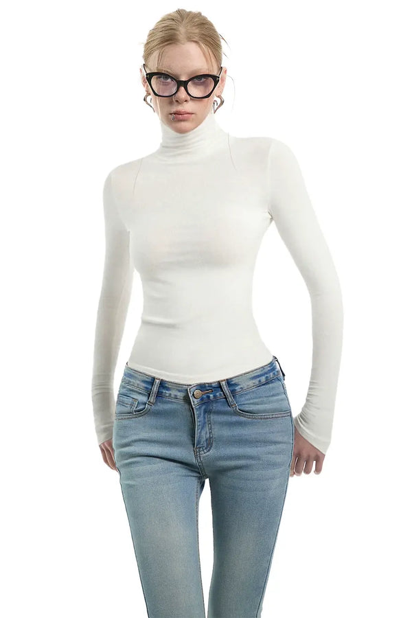 Black High-Neck Layering Top