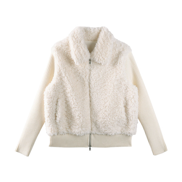 Knitted Patchwork Shearling Jacket
