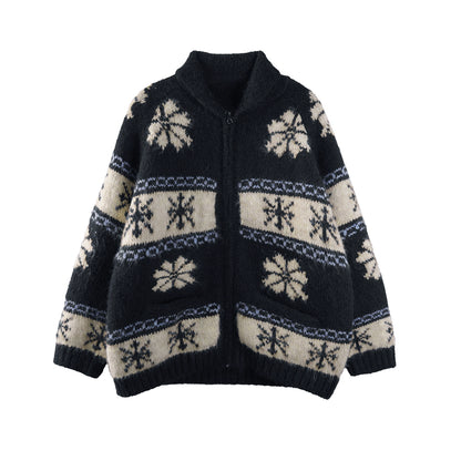 Retro Snowflake Zipper Jacket