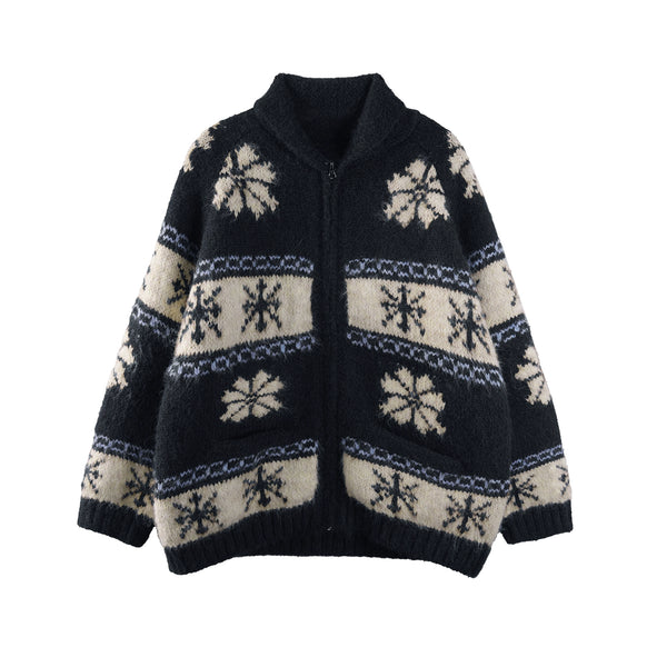 Retro Snowflake Zipper Jacket