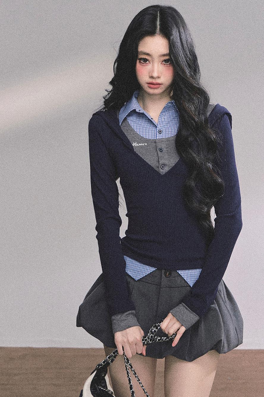 Autumn Plaid Knitted Polo Shirt