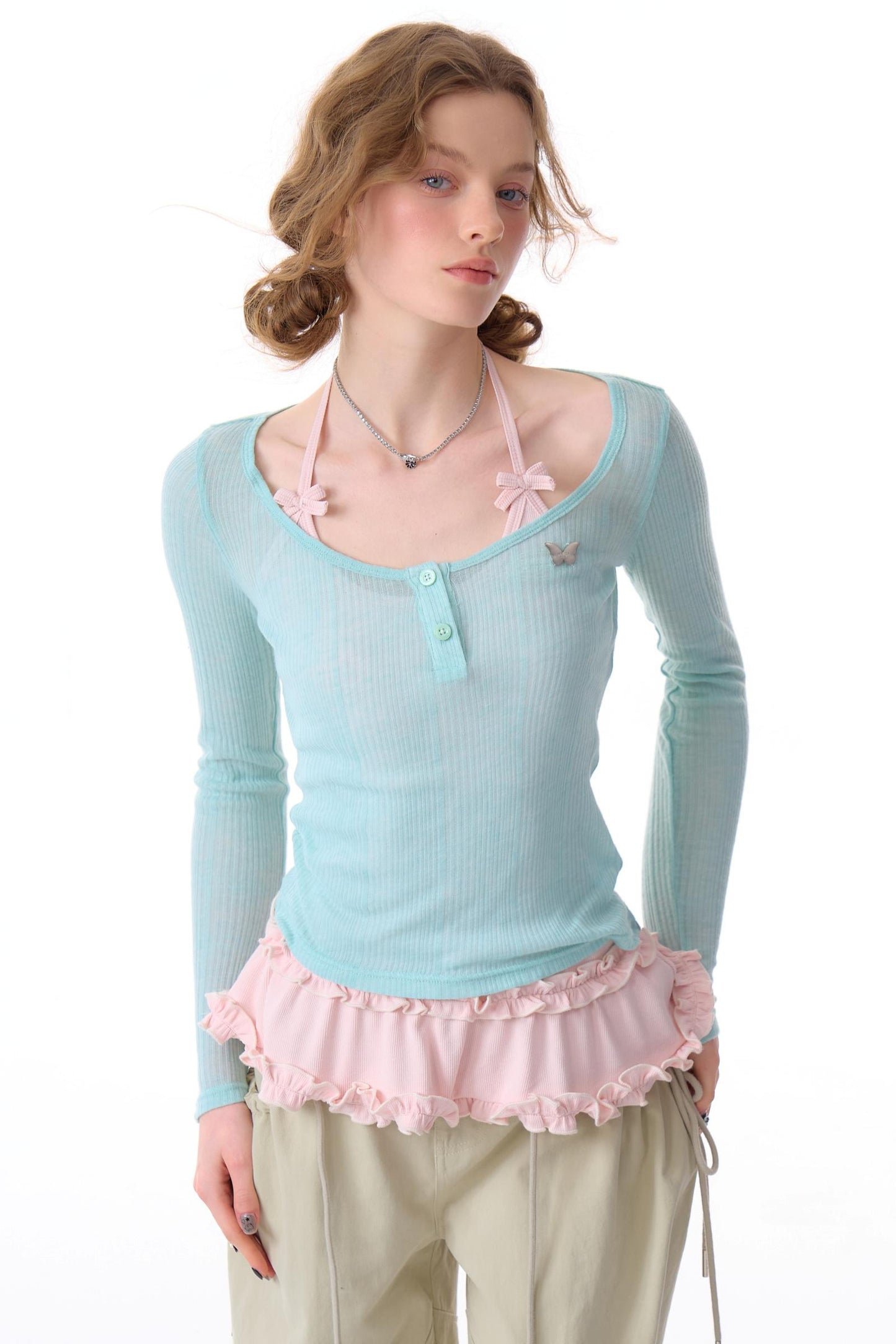 Cropped Knit Halterneck Vest