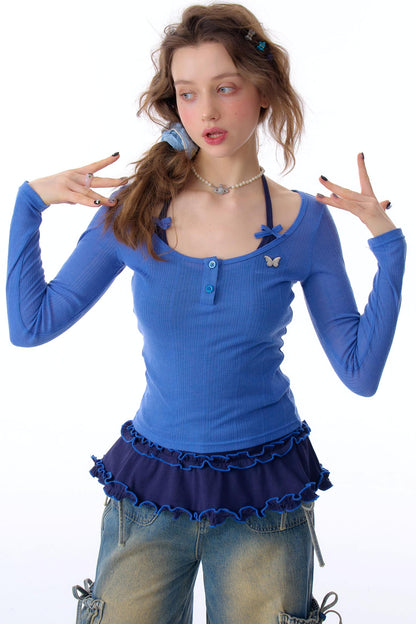 Semi-Sheer Slim Long Sleeve T-Shirt