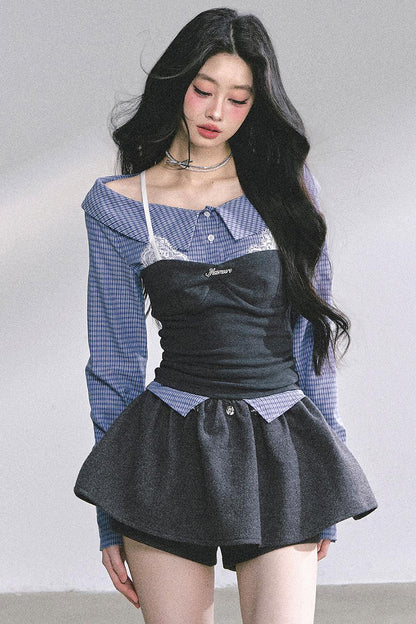 Oran Plaid Lace T-Shirt