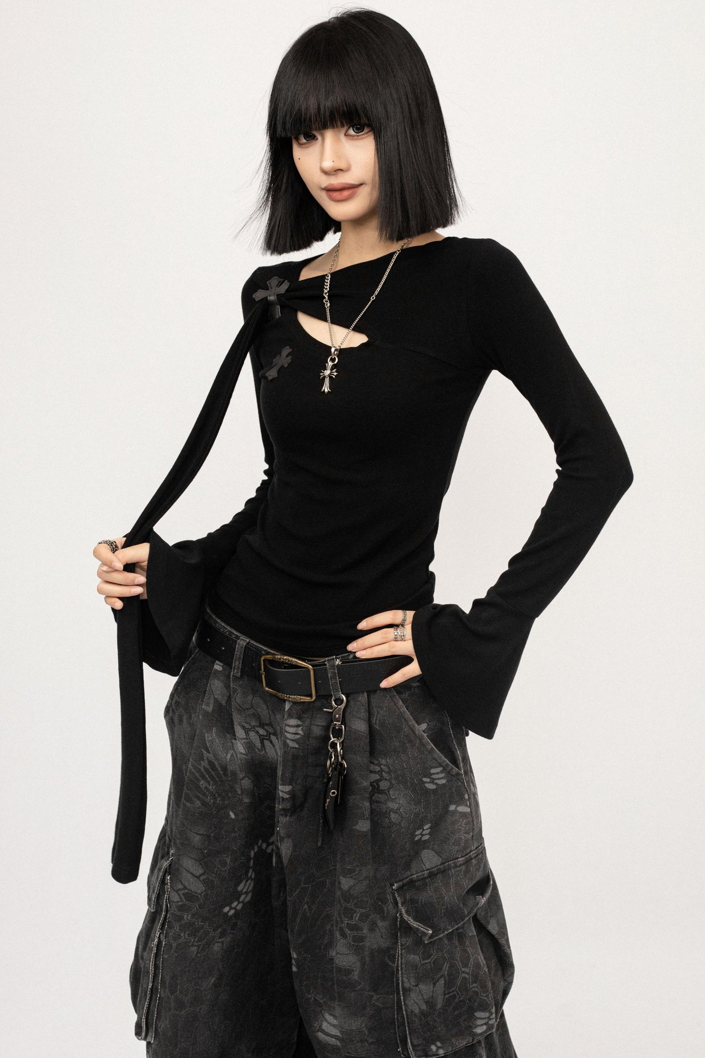 Retro Bell-Bottom Sleeve Top