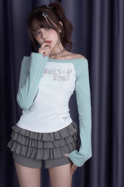 Dew Green Shoulder Band T-Shirt