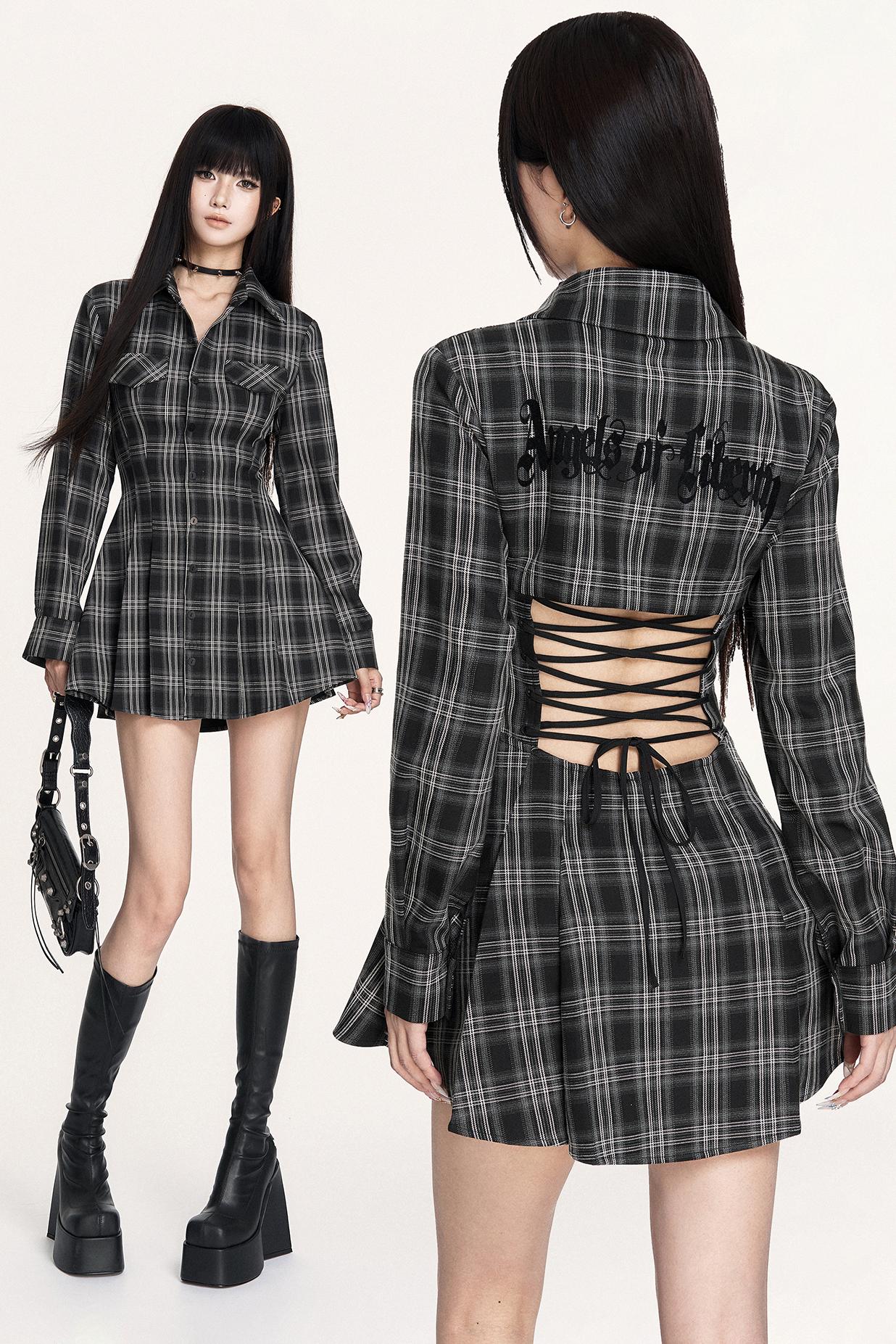 Dark Plaid Long Dress