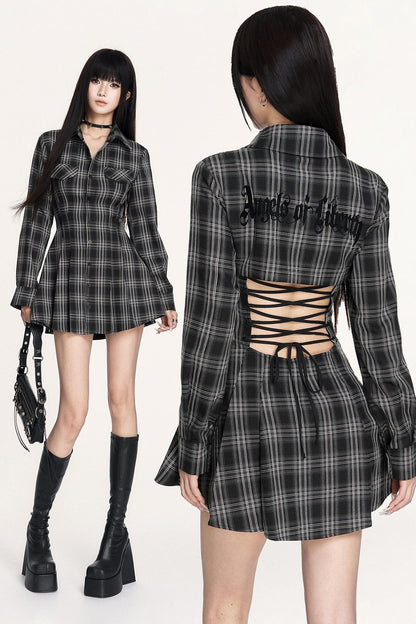 Dark Plaid Long Dress