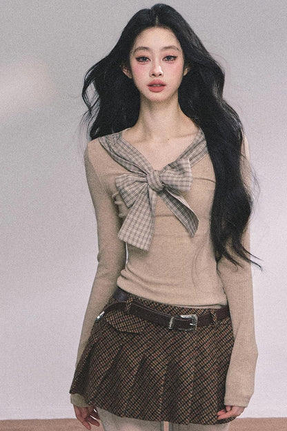 American Plaid Knitted T-Shirt