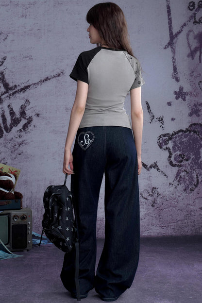 Fighting Spirit Cat Print Raglan Tee