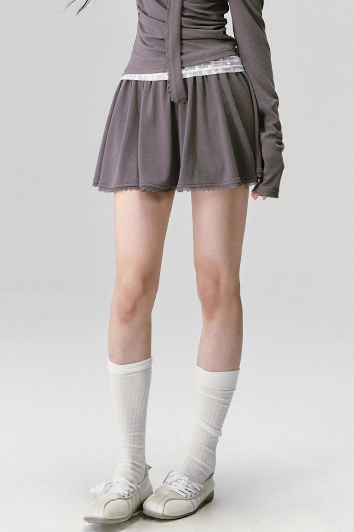 Green Lace Knit Top Skirt Set-Up