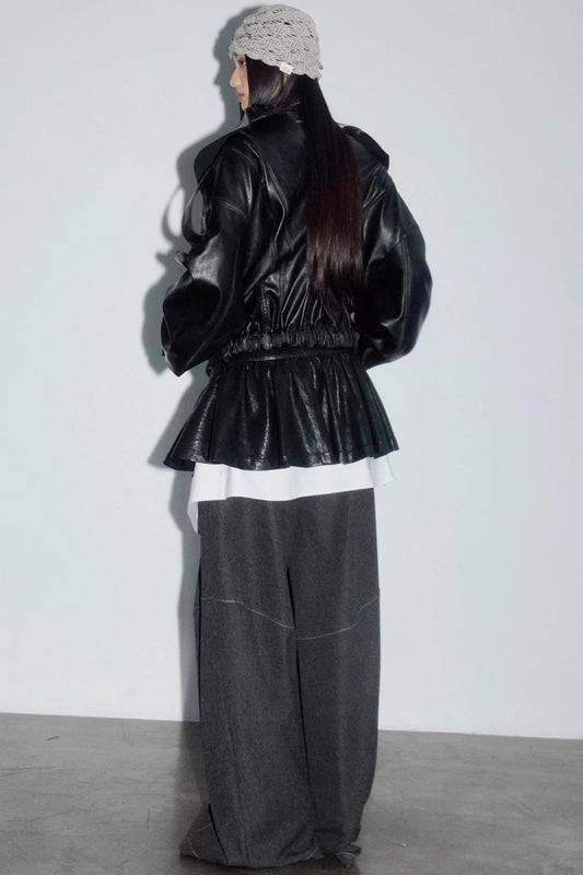 Dark Rock Distressed Leather Jacket