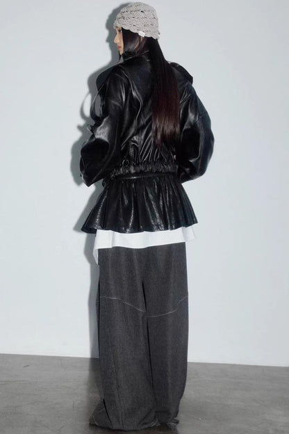 Dark Rock Distressed Leather Jacket