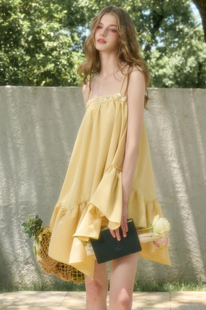 Lemon Breeze Halter Dress